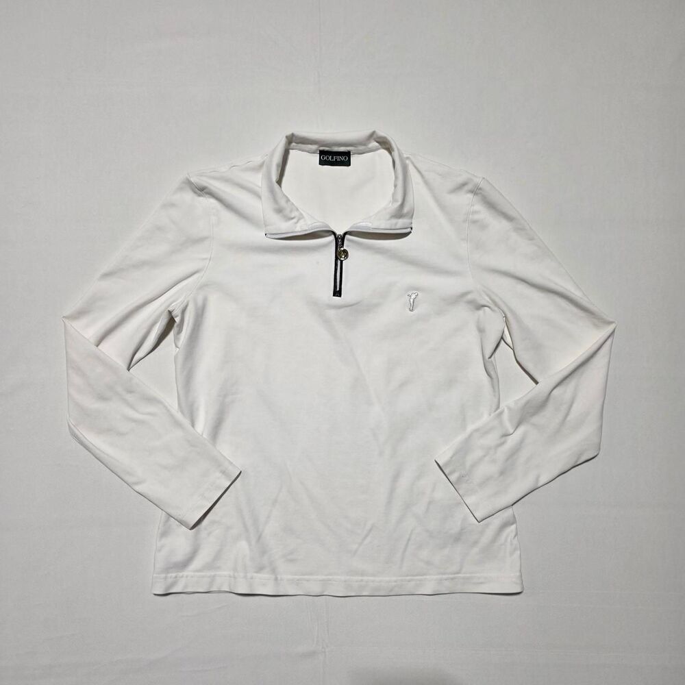 Golfino white quarter zip golf polo shirt women's size 12